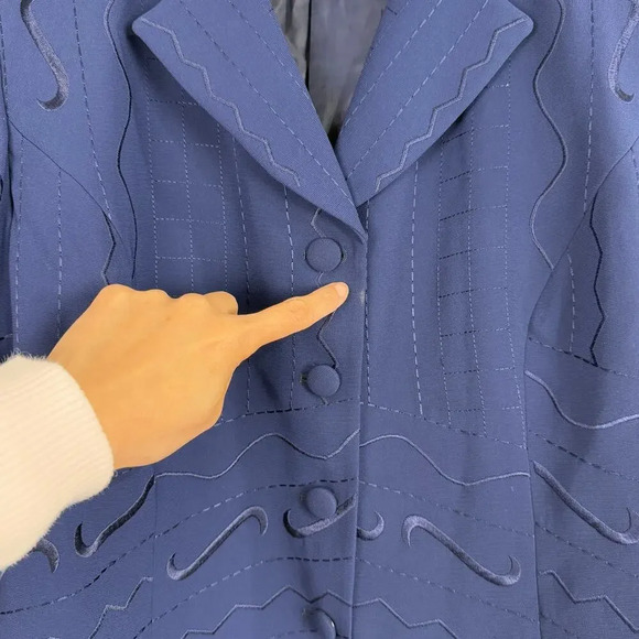 John Mayer of Norwich Blazer size 16 Blue Embroidered Shoulder Pads Career Work - Picture 3 of 9